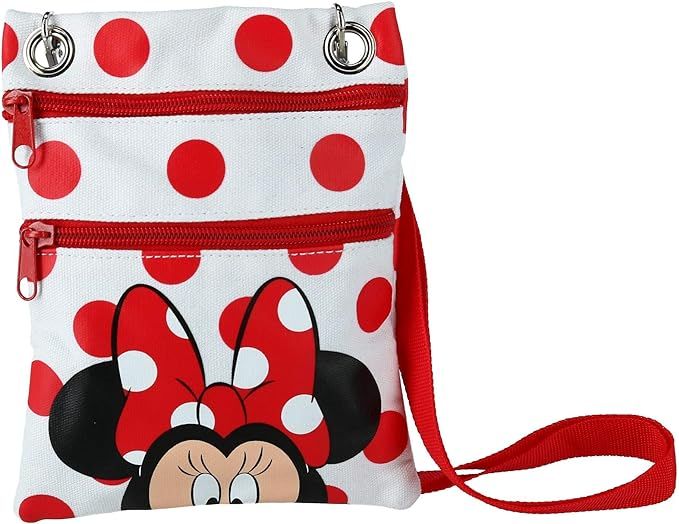 Jerry Leigh Disney Minnie Mouse Polka Dot Passport Crossbody Bag, White | Amazon (US)