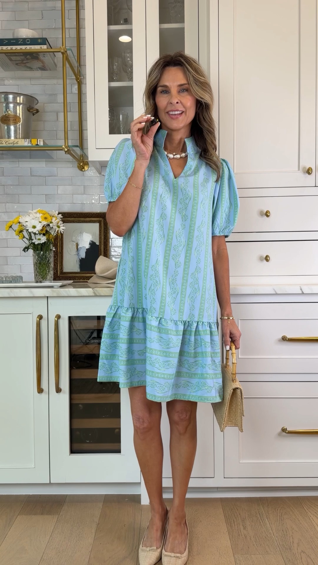 I'm 5'6'
-Vineyard Vines striped navy and white dress size XS
-white eyelet dress size XS
-flowy floral beige dress size XS
-blue floral dress size S
-blue and green striped dress size S
Sale runs from 4/24 - 5/3/26.

#LTKMothersDay #LTKSaleAlert #LTKOver40