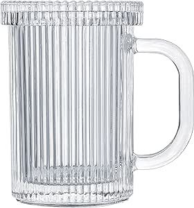 Lysenn Clear Glass Coffee Mug - Classic Vertical Stripes Tea Mug - Elegant Coffee Cup with Glass ... | Amazon (US)
