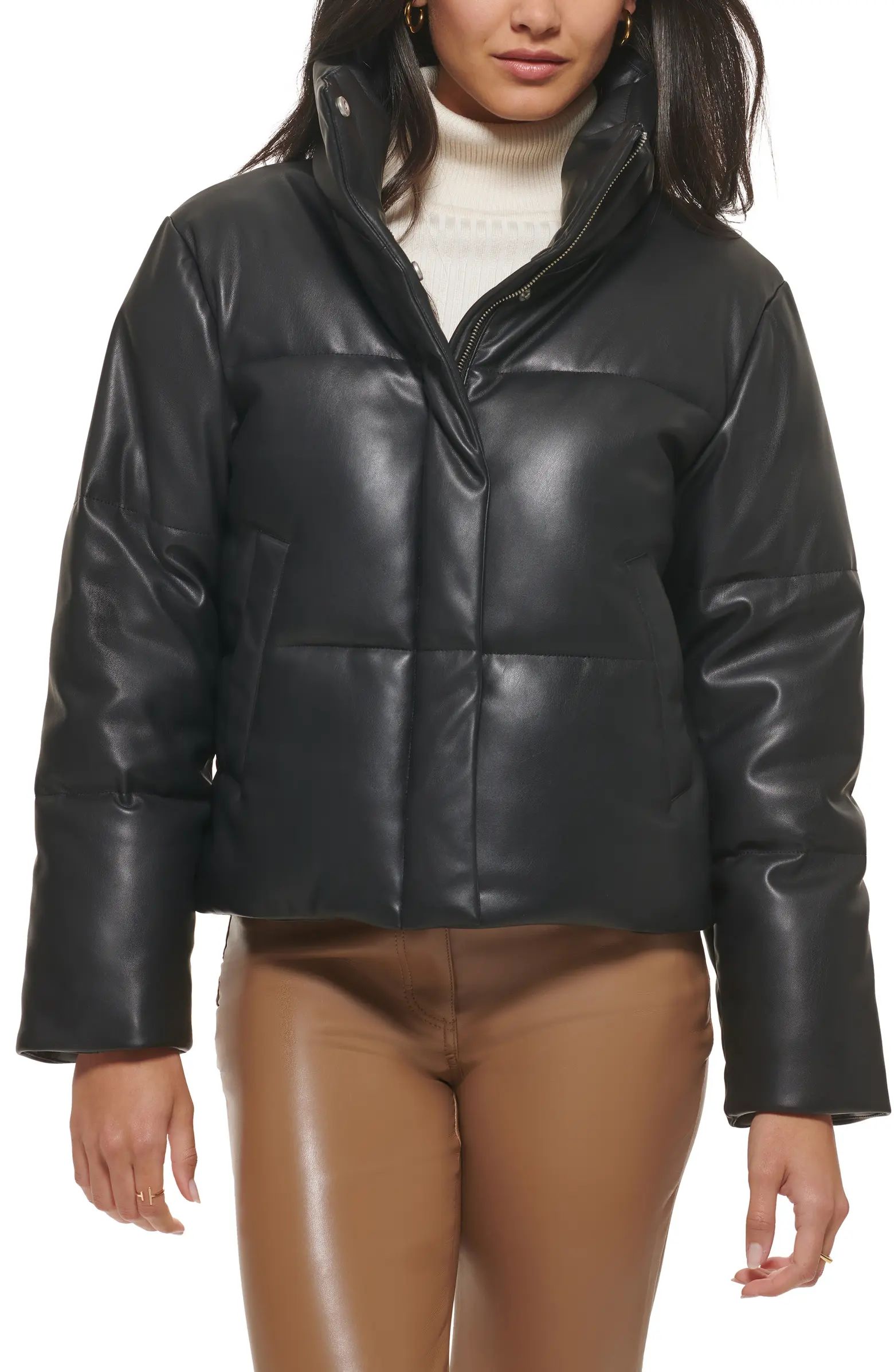 Levi's® Water Resistant Faux Leather Puffer Jacket | Nordstrom | Nordstrom