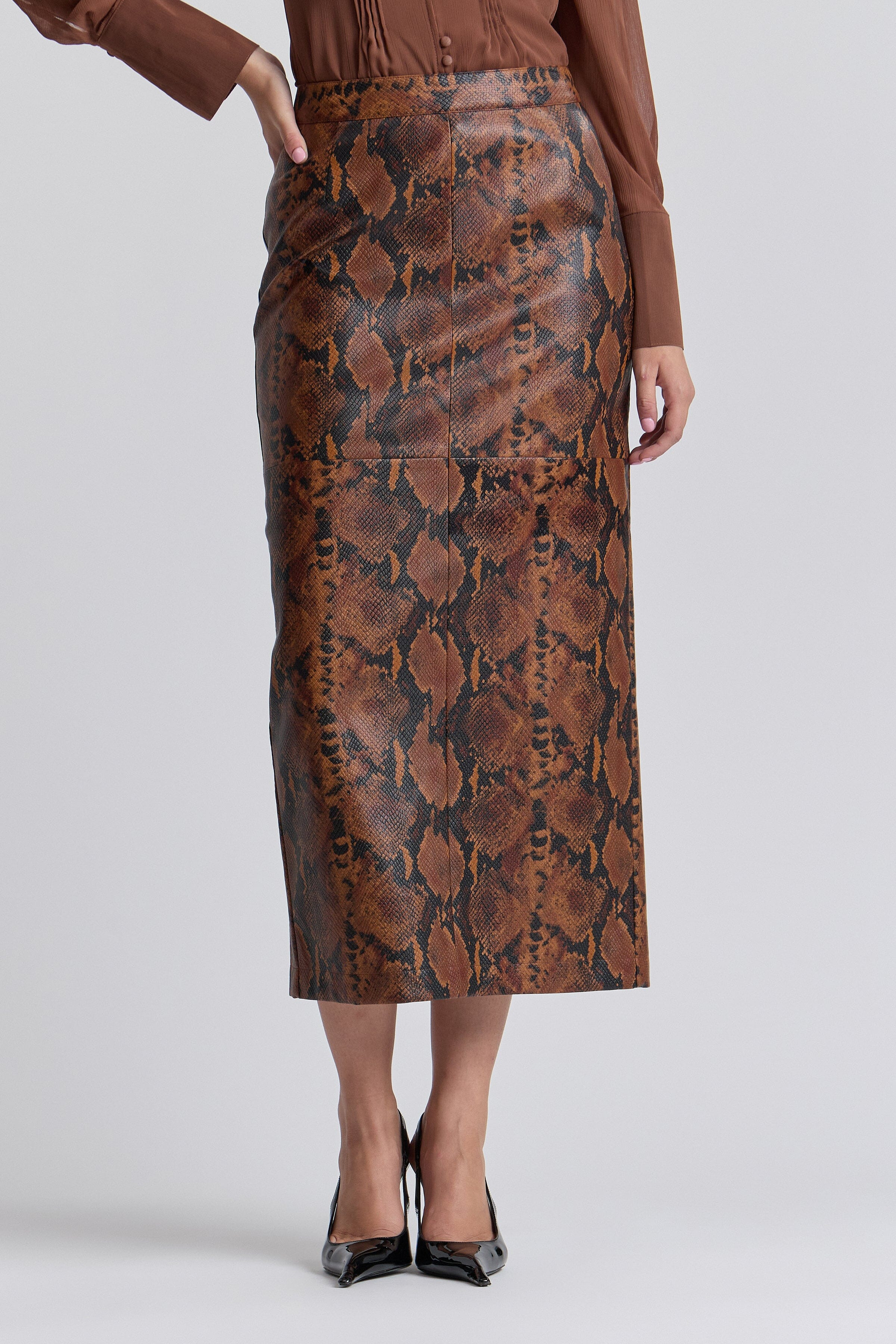 Snake Print Faux-Ever Leather™ Maxi Skirt | Avec Les Filles
