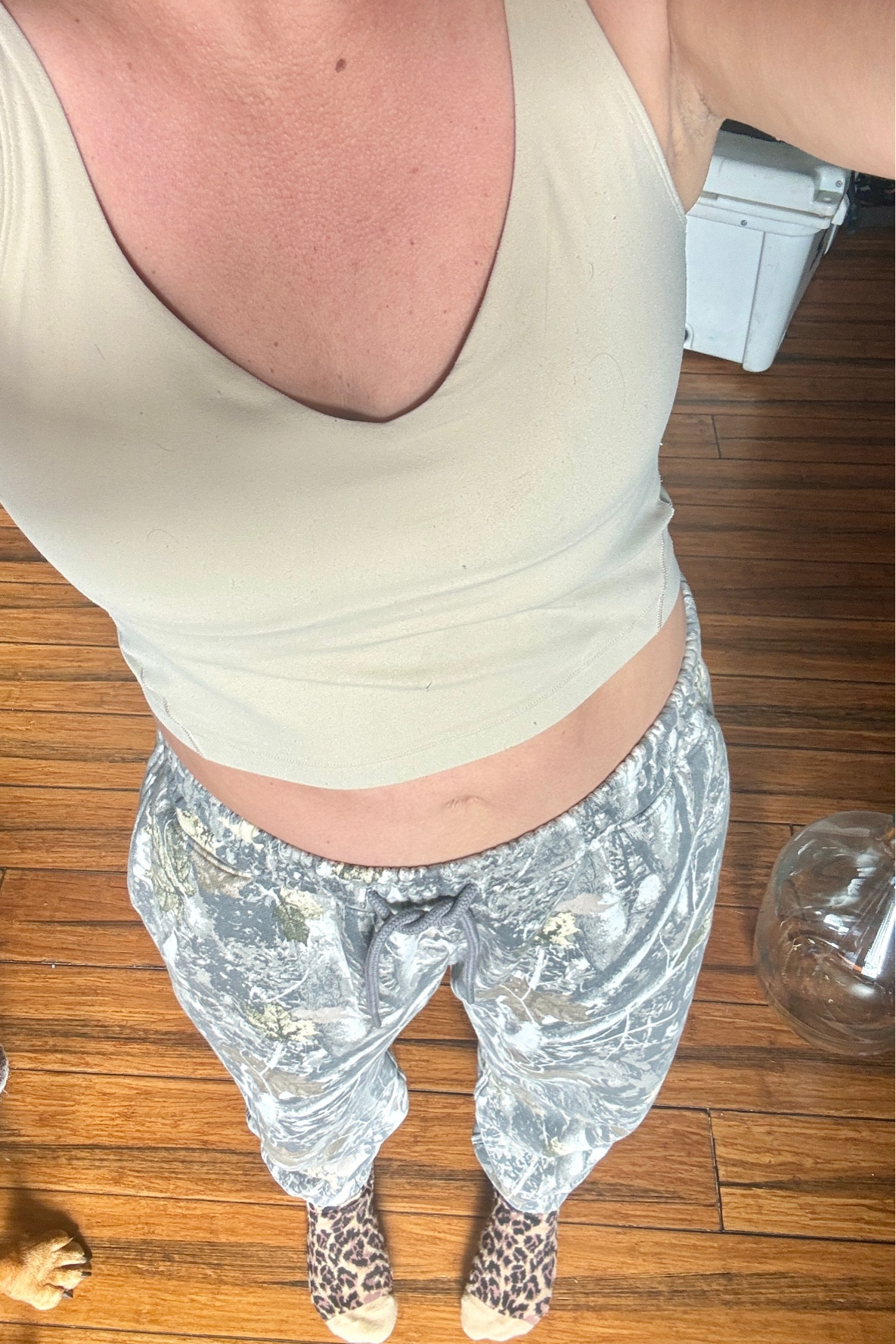 Saturday morning comfy look 

Camo sweatpants, align tank, leopard socks, mom of 3, casual style, comfy at home


#LTKFindsUnder50 #LTKActive