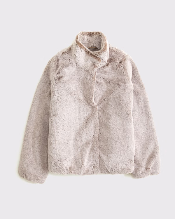 faux fur mockneck jacket | Abercrombie & Fitch (US)