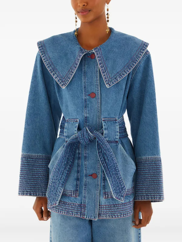 collar belted jacket | Farfetch Global