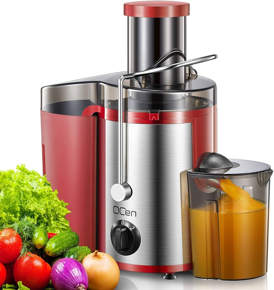 Qcen Juicer Machine, 500W Centrifugal Juicer Extractor with Wide Mouth 3” Feed Chute for Fruit ... | Amazon (US)