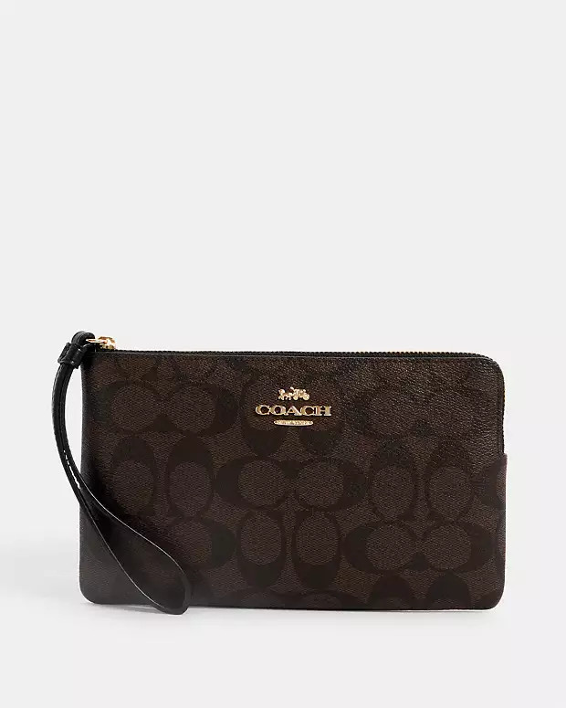 Large Corner Zip Wristlet In Signature Canvas | Coach Outlet CA