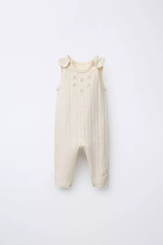 OPENWORK AND EMBROIDERED KNIT OVERALLS | Zara US