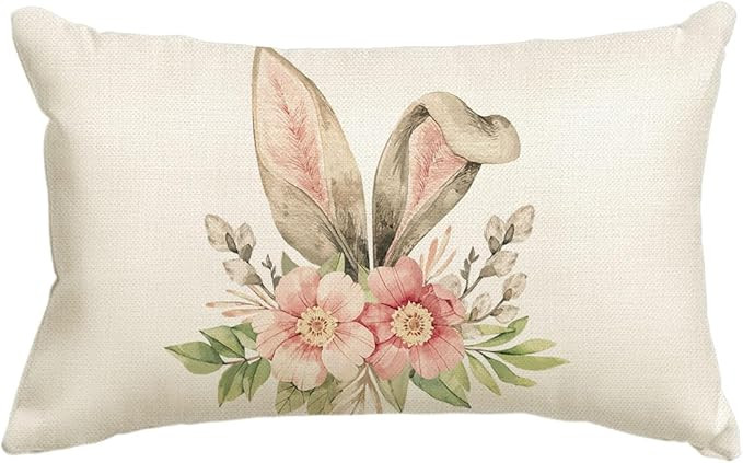 AVOIN colorlife Happy Easter Throw Pillow Cover, 12 x 20 Inch Rabbit Spring Flower Holiday Party ... | Amazon (CA)