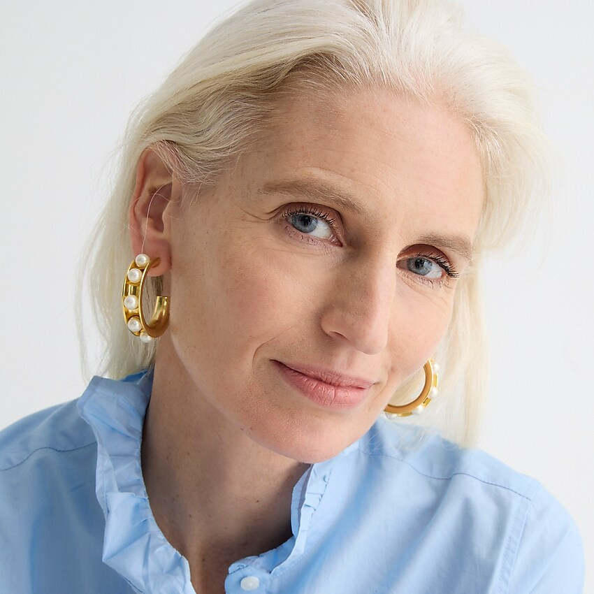 Pearl-studded hoop earrings | J. Crew US