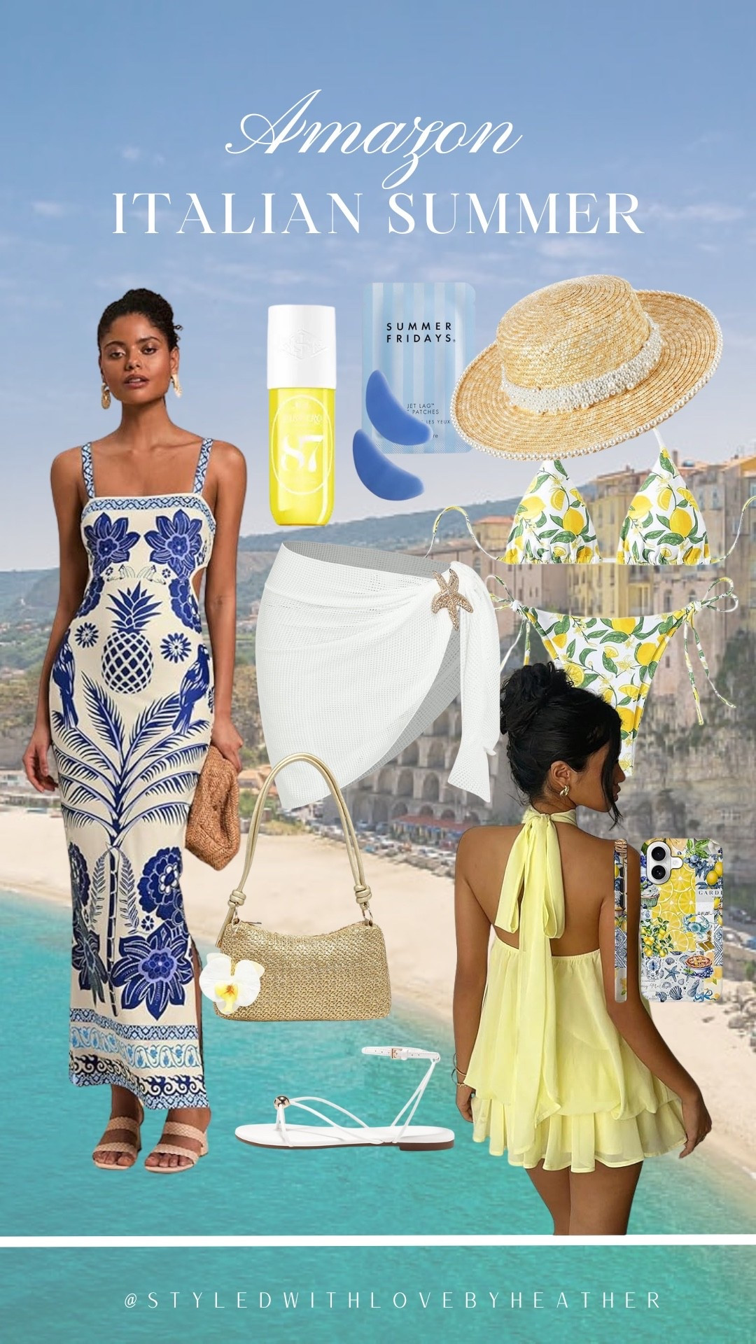 Italian summer but make it Amazon finds 🍋🤍
The dreamy lemon bikini, the blue & white vacation dress, beachy accessories, and all the little details that give effortless Amalfi Coast energy without the designer price tag ✨

Linked all my favorite Mediterranean-inspired summer finds in one place — perfect for beach days, vacations, pool parties, and summer dinners by the water 🌊🐚

#LTKeurope #LTKsummer #LTKitalia