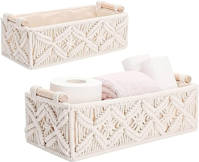 Macrame Storage Basket Boho Decor Baskets for Organizing Woven Decorative Basket for Countertop T... | Amazon (CA)