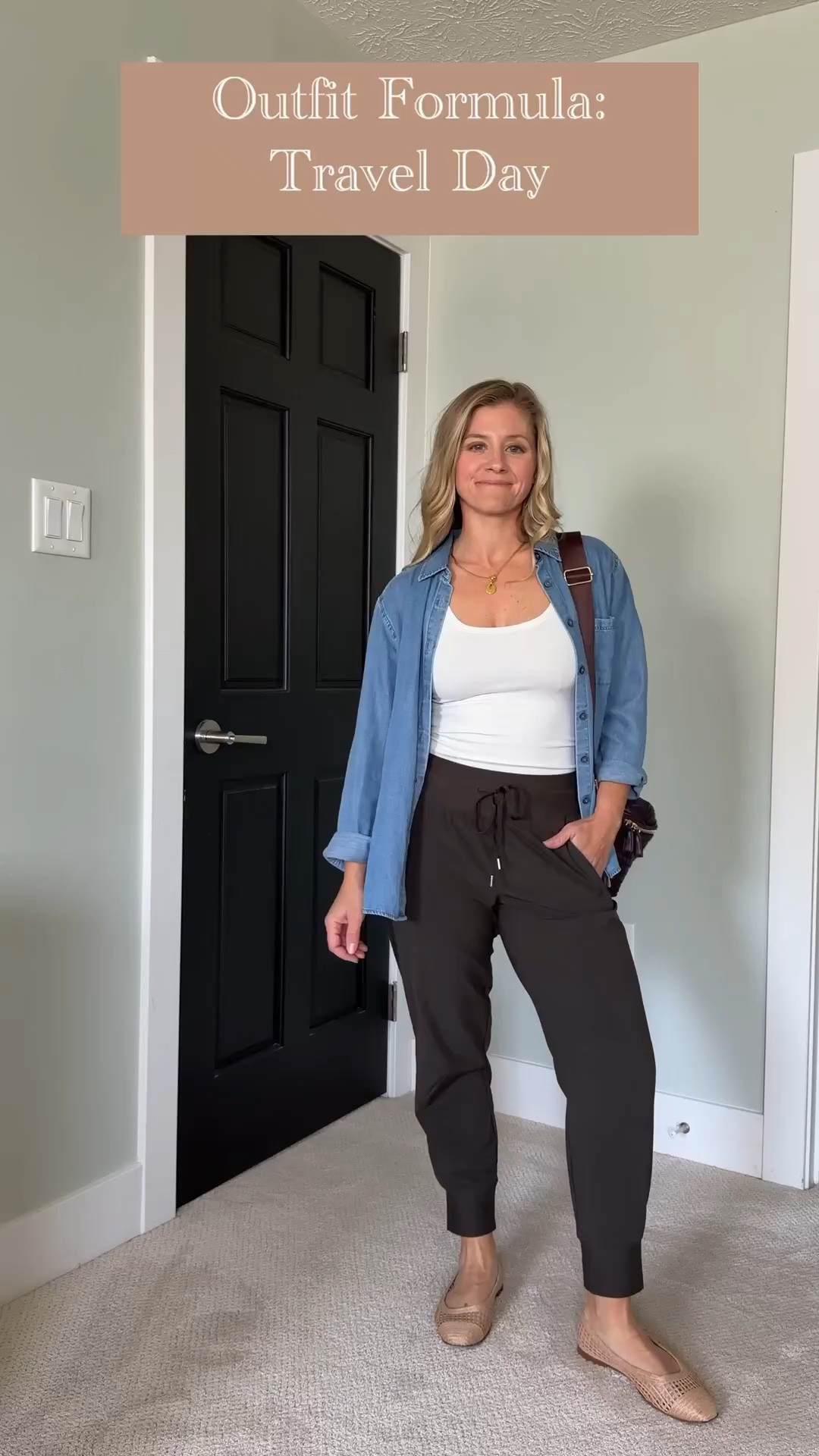 Outfit Formula | Travel Day ✈️

My travel-day rule: comfortable enough for the flight, polished enough to walk straight into wherever we’re going.

The formula is simple: soft joggers + fitted tank + denim shirt + comfortable flats + hands-free bag.

The layers make it easy to adjust to freezing airports and warmer destinations, while the chocolate brown and denim keep everything feeling pulled together.

This is exactly what I want from a travel wardrobe. Comfort without looking like I gave up on the outfit. 🤎

Save this one for your next travel day.

#LTKPetite #LTKTravel #LTKootd