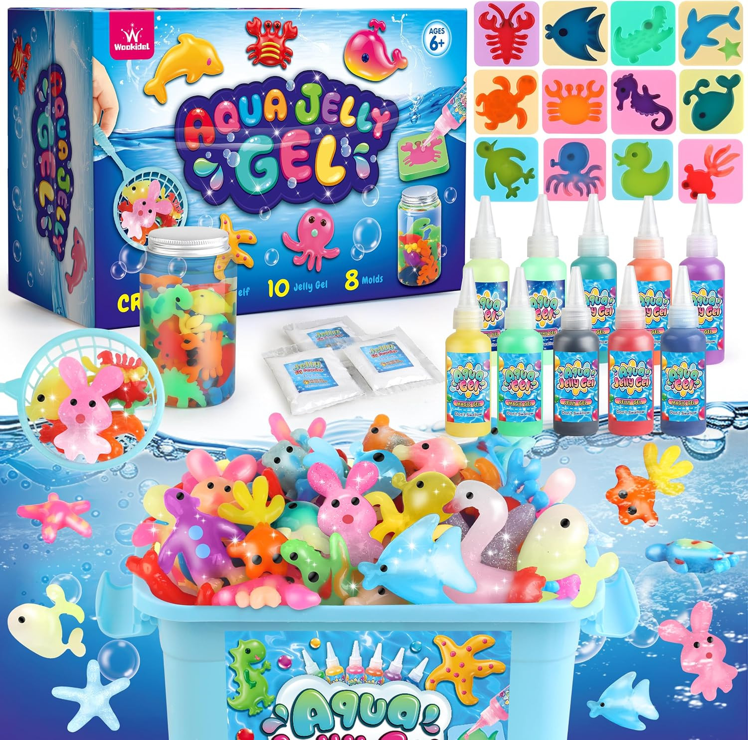 Magic Gel Water Elf Toy Kit, Aqua Fairy Water Gel Kit for Kids with 10PCS Aqua Jelly Gels & Animal Mold, Gift for Christmas, Easter, Birthday, New Year, Creative Art Craft Girls 6 7 8 9 10 Year Old | Amazon (US)