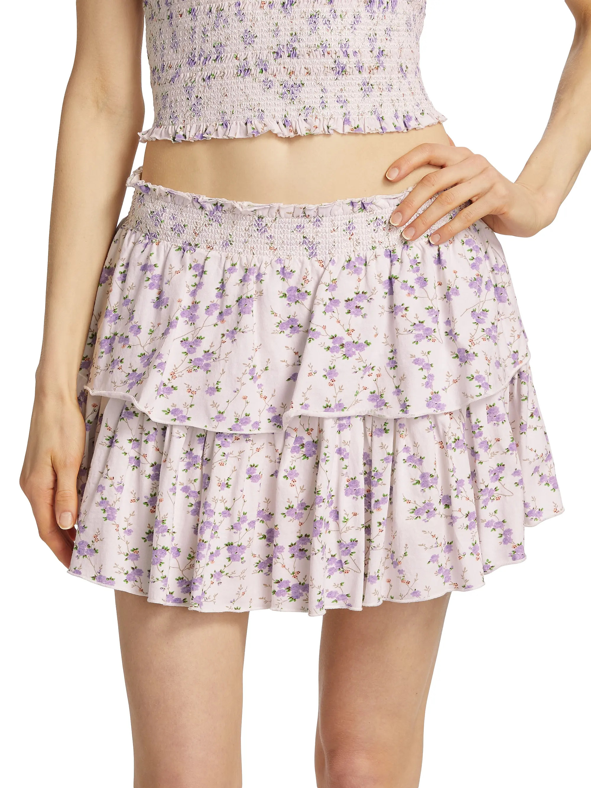 Floral Cotton Ruffled Miniskirt | Saks Fifth Avenue