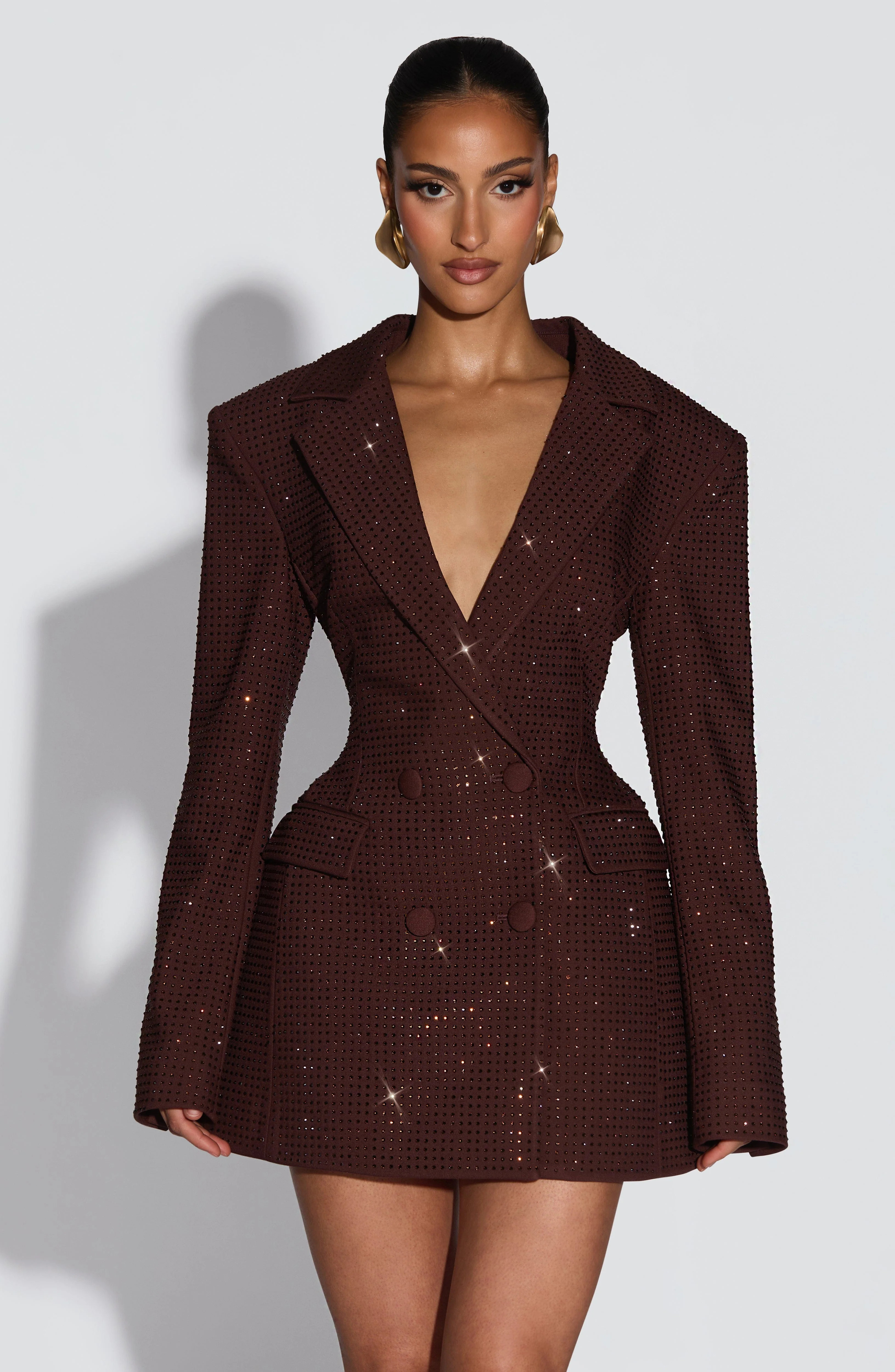 Elvira Mini Dress - Plum Brown Sparkle | Babyboo (global)
