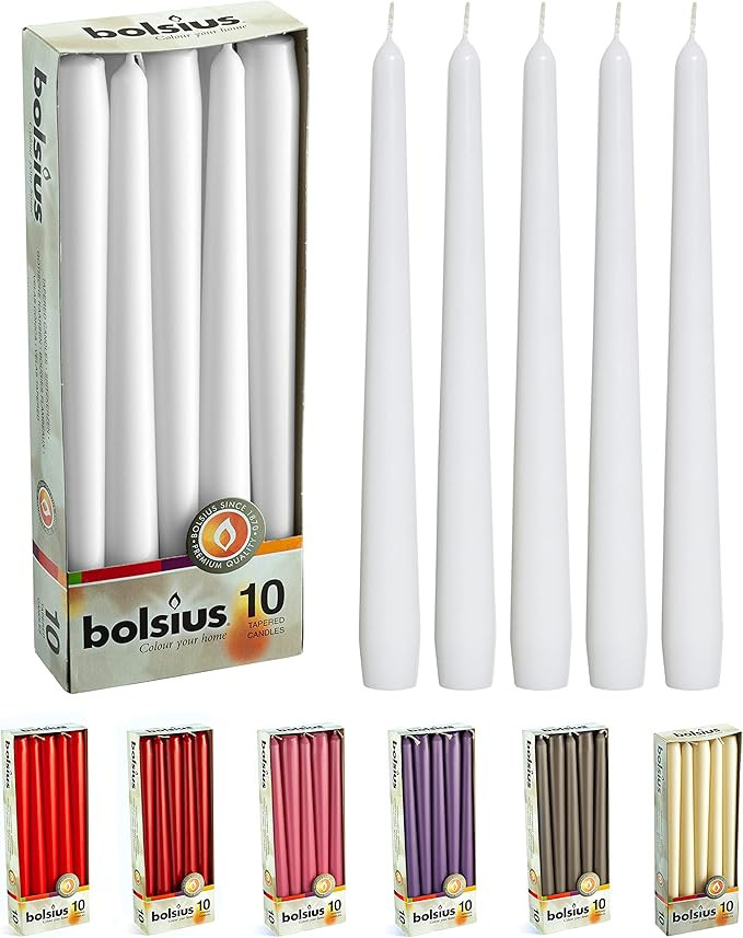 BOLSIUS Unscented 10 Inch Dinner Candles, 10 Pack - 8 Hour European Quality Smokeless Dripless Ta... | Amazon (US)