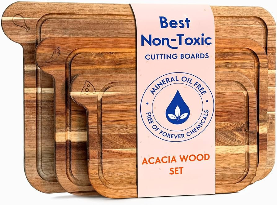 Non Toxic Cutting Boards - Cutting Board Set Free of Mineral Oil, Made of FSC Acacia Wood - Cutti... | Amazon (US)