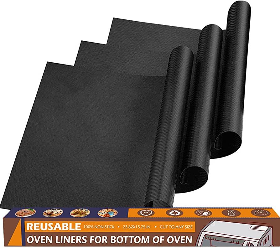 Oven Liners for Bottom of Oven, 3 Pack Large Reusable Teflon Oven Liner Mat for Bottom of Electri... | Amazon (US)
