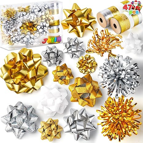JOYIN 40 PCS Present Bows Assortment with 34 Multi-Colored Assorted Size Self Adhesive Gift Bows,... | Amazon (US)
