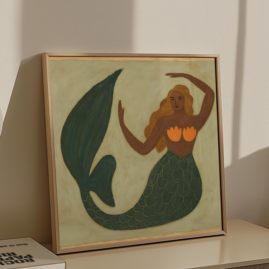 Boho Mermaid Art Print: Coastal Siren Illustration (digital Download) - Etsy | Etsy (US)