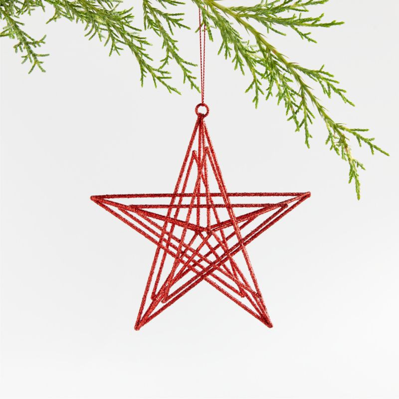 Red Glitter Star Christmas Tree Ornament + Reviews | Crate & Barrel | Crate & Barrel