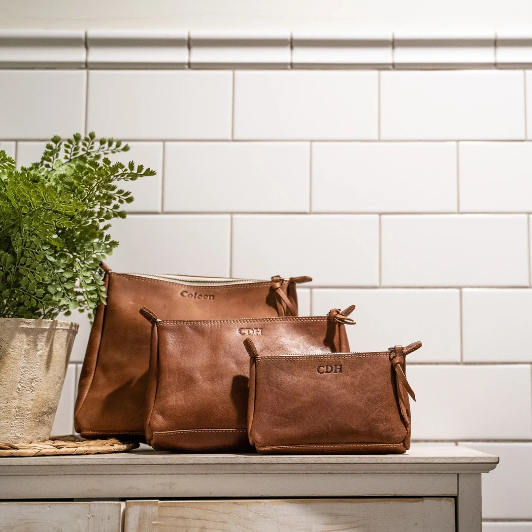 Personalized Christmas Gift for Her-make up Bag-travel Accessories-leather Zipper Case-the Audrey... | Etsy (US)