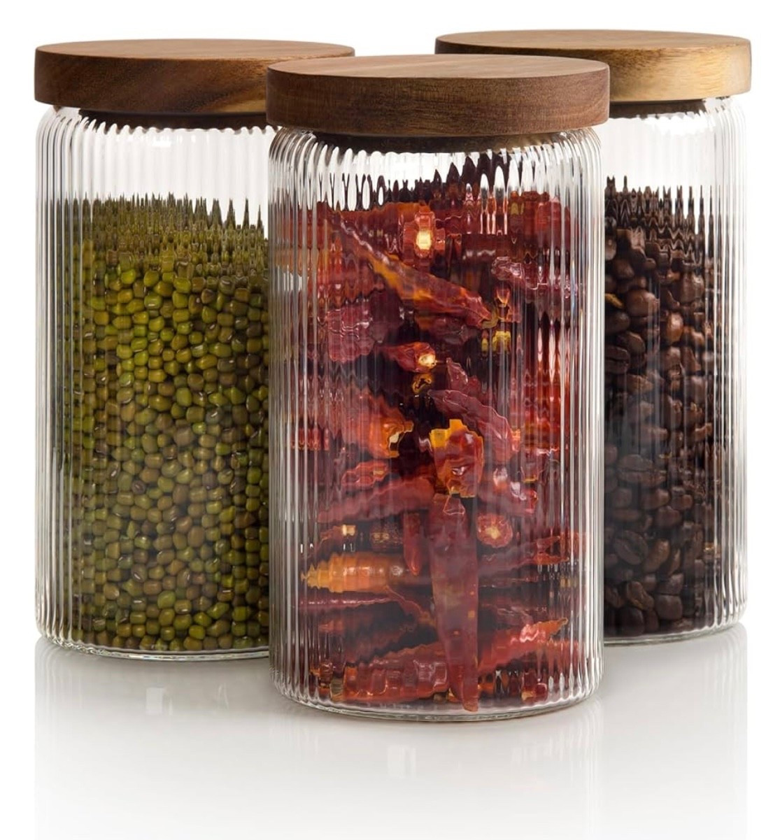 Airtight Ribbed Glass Jars with Wooden Lid 27 fl oz- Set of 3

#LTKStyleTip #LTKFindsUnder50 #LTKHome