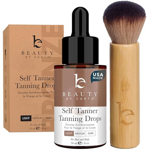 Self Tanning Drops & Kabuki Face Brush - Made with Natural and Organic Ingredients, Light Face Tanning Drops to Add to Lotion, Moisturizing Bronzing Drops for Face & Body, Toxin Free Face Tanner | Amazon (US)