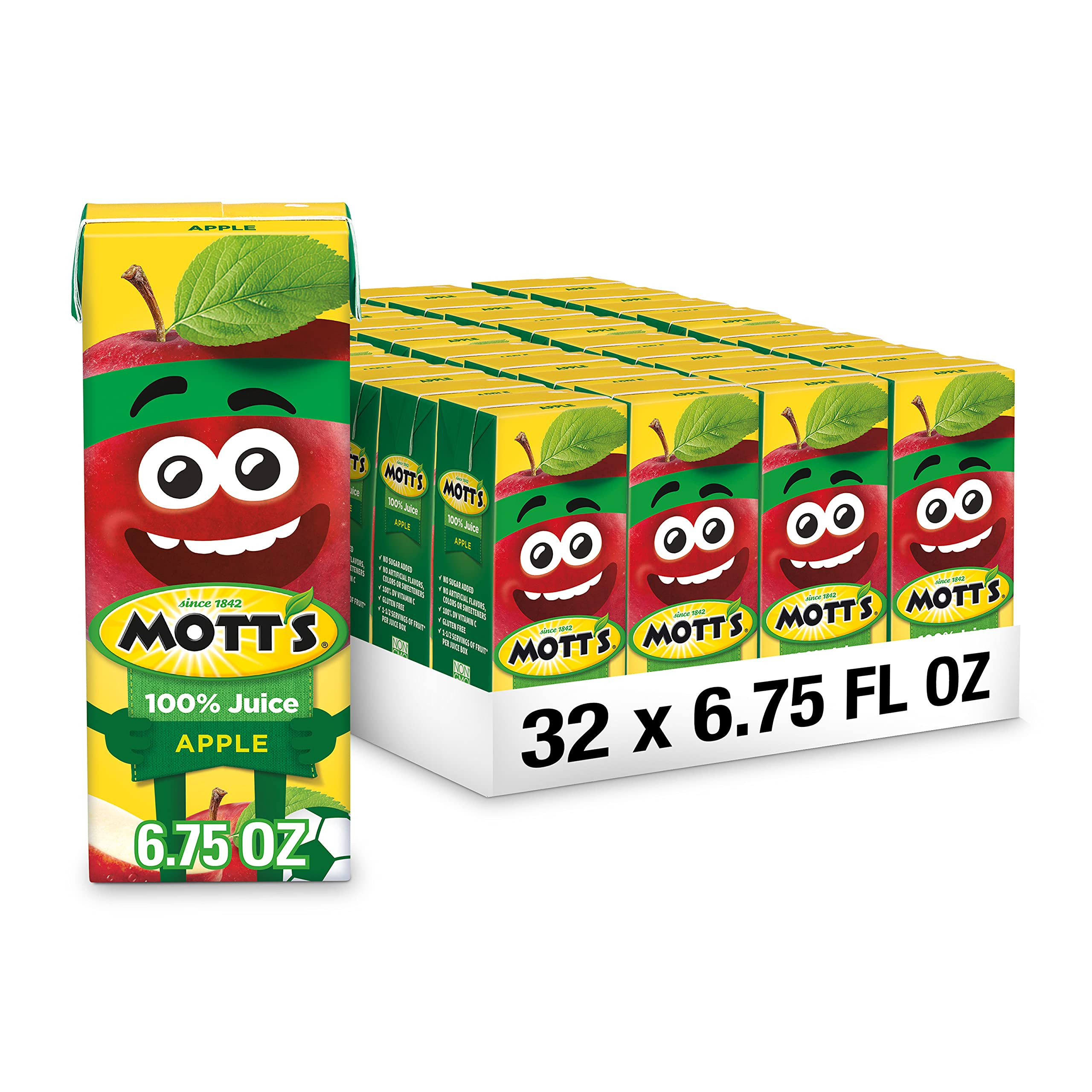 Mott's 100% Original Apple Juice, 6.75 Fl Oz Boxes, 32 Count (4 Packs Of 8), 2 Servings Of Fruit,... | Amazon (US)