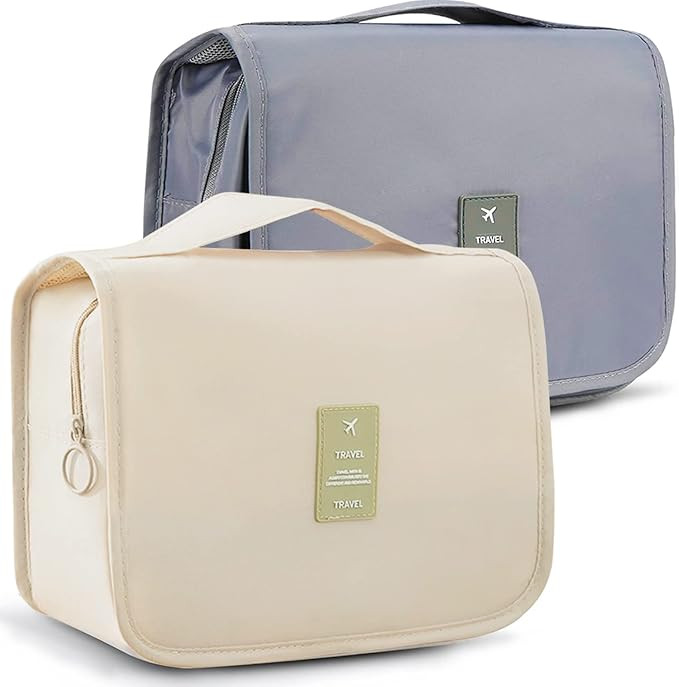 2 Pack Hanging Toiletry Bag for Women and Men, Portable Travel Cosmetic Makeup Organizer Bag with... | Amazon (US)