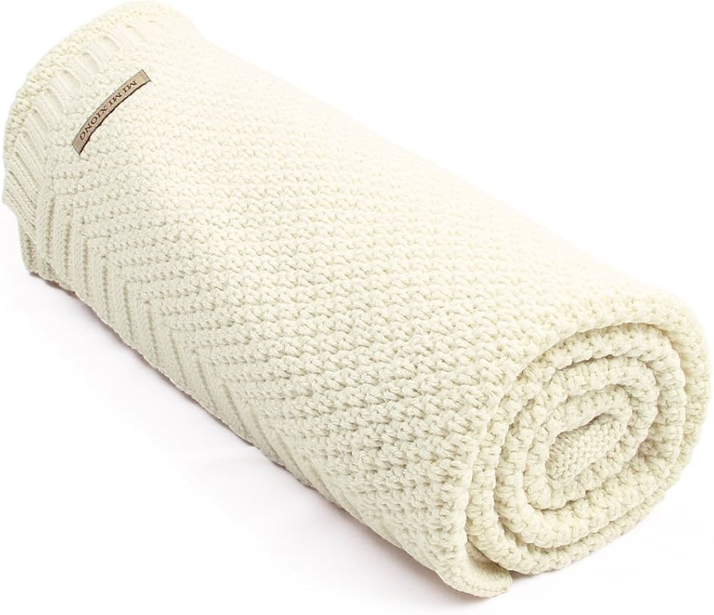mimixiong Baby Blanket Knit Toddler Blankets for Boys and Girls Ivory 40x30 Inch | Amazon (US)