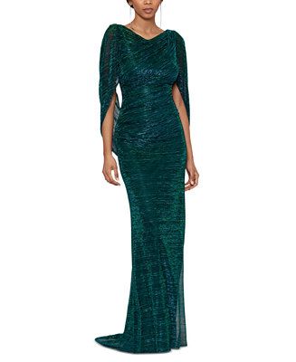 Women's Metallic Cape-Sleeve Gown | Macys (US)