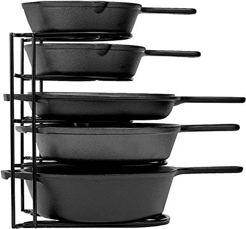 Heavy Duty Pan Organizer, 5 Tier Rack - Holds up to 50 LB - Holds Cast Iron Skillets, Griddles an... | Amazon (US)
