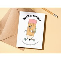 Good Luck On First Day Of School, Card For Teacher, Have The Best Year Ever, Cute Back To School Kids, Teacher Appreciation Gift | Etsy (US)