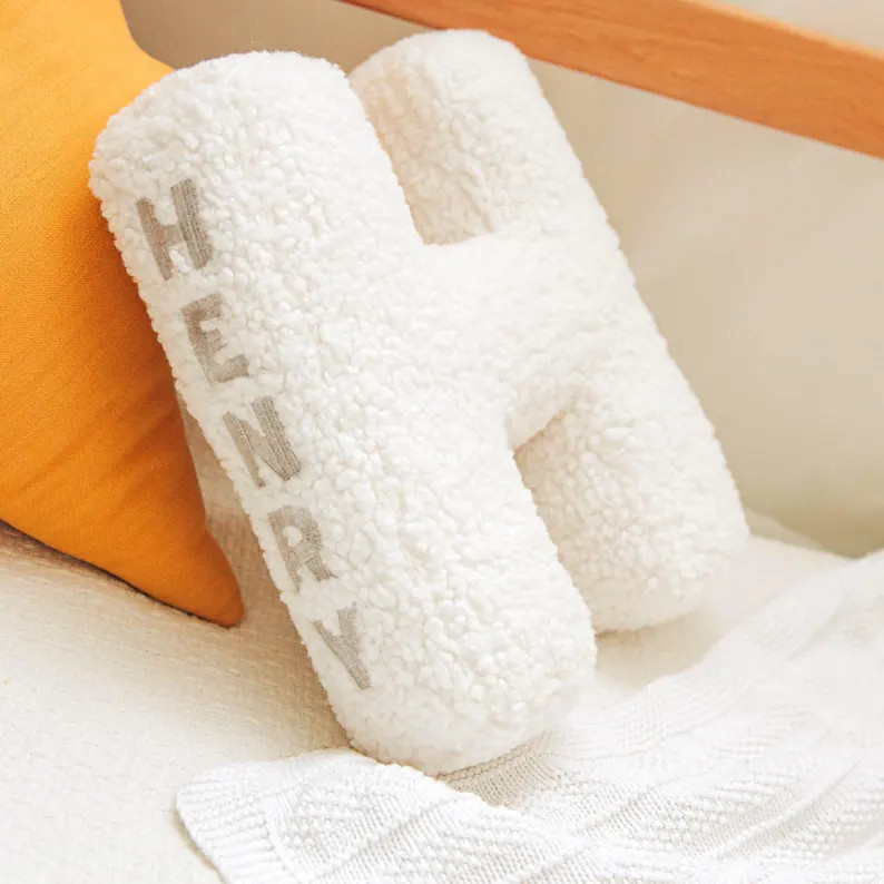 Christmas Baby Gift, Embroidered Letter Pillow With Name, Initial Pillow for Kids & Nursery Acces... | Etsy (US)