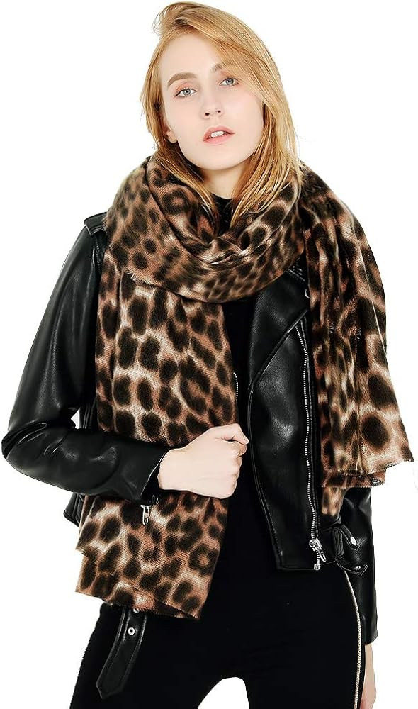 Genfien Women's Leopard Scarf Shawl Wrap Dots Printed Cotton Linen Lovely Lightweight Muffler Sto... | Amazon (CA)