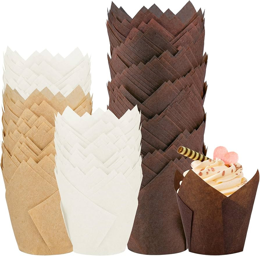 200PCS Tulip Cupcake Liners Parchment Baking Cups Muffin Wrappers Perfect for Birthday Parties, W... | Amazon (US)