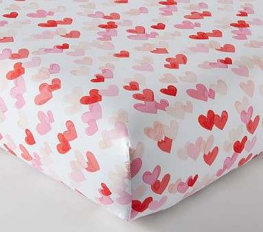 Hearts Organic Crib Fitted Sheet | Pottery Barn Kids | Pottery Barn Kids