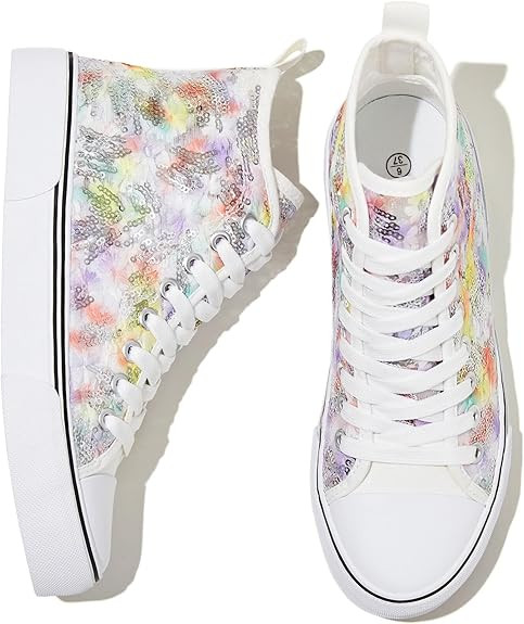 kufeiti Women's High Top Canvas Sneakers Canvas Shoes Lace up White Black Sneakers Casual Walking... | Amazon (US)