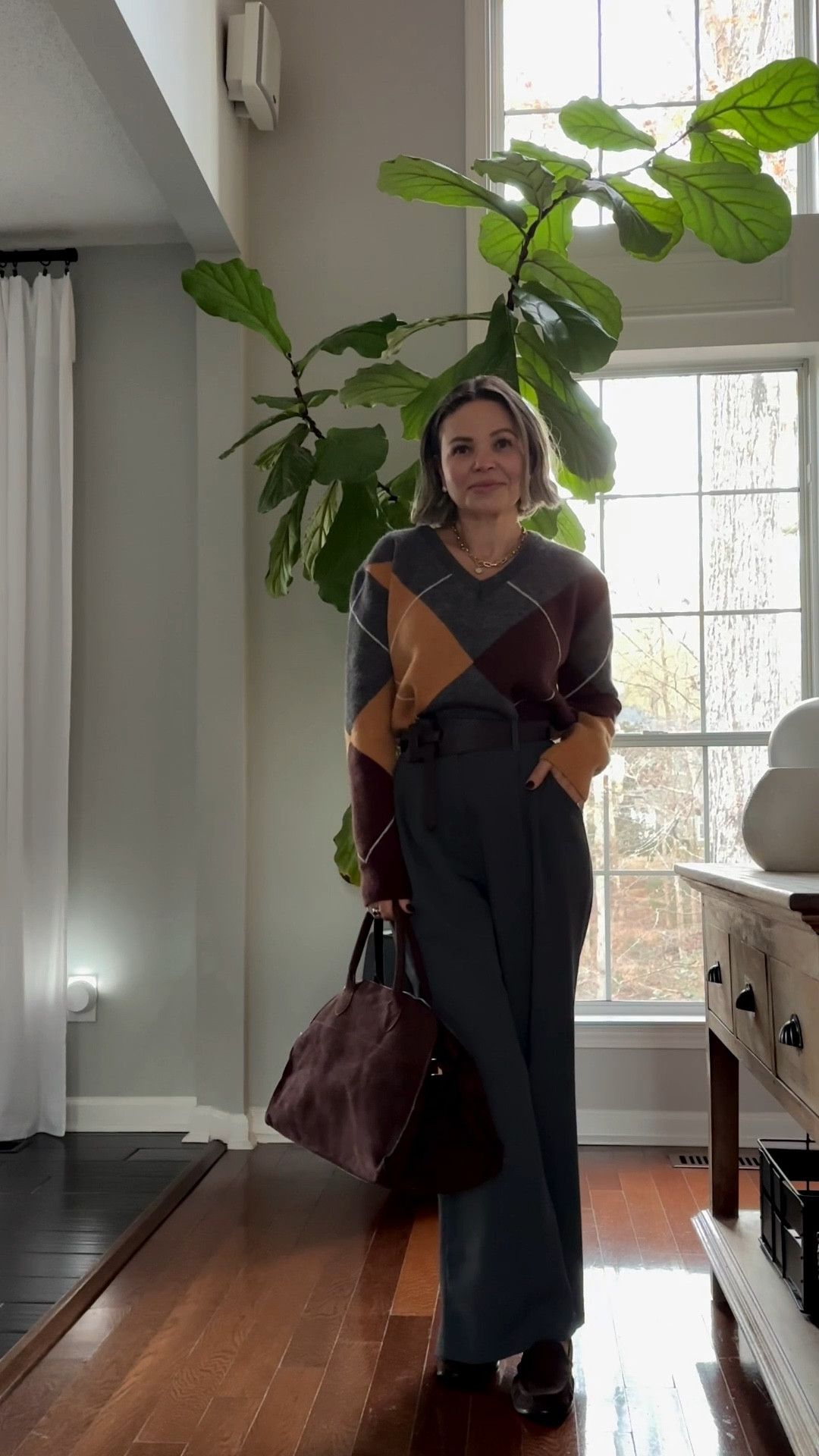Winter outfit
Casual Long-Sleeve Sweater, paired with wide leg trousers, brown loafers and suede bag. 

#LTKOver50#over50#streetstyle#petite
#chicattitude#shein
#amazonfashion #sweater #minimalist#essential #loafers #brown
#suede #bag

#LTKGiftGuide #LTKgrwm #LTKPetite