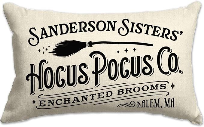 Halloween Sanderson Sisters Hocus Pocus Pillow Cover 12x20 Farmhouse Halloween Throw Lumbar Pillo... | Amazon (US)