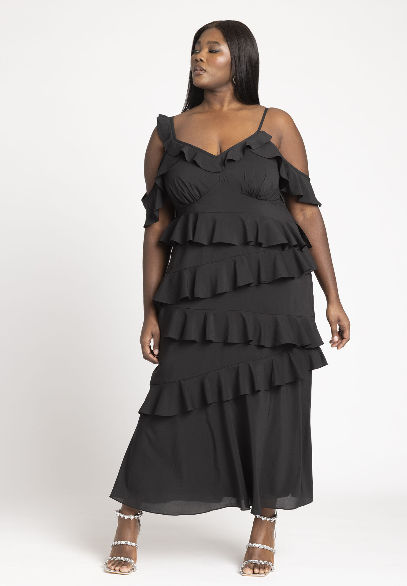 Asym Ruffle Maxi Dress | Eloquii