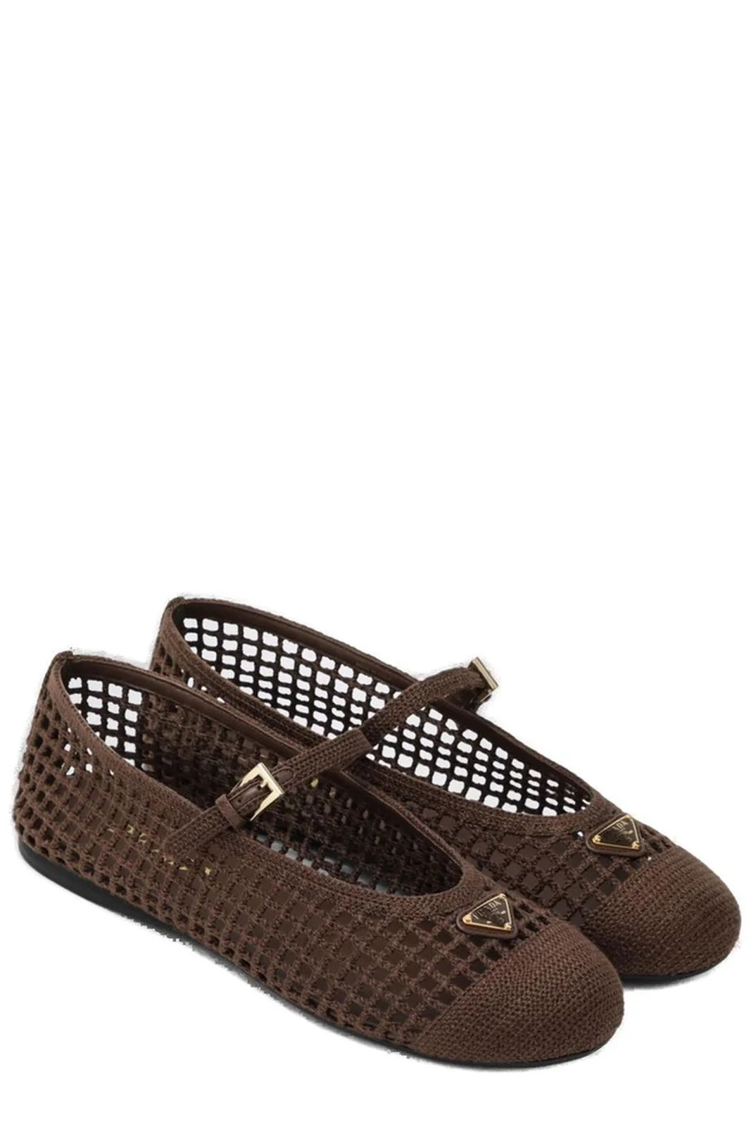 Prada Triangle-Logo Crochet Ballerinas | Cettire Global