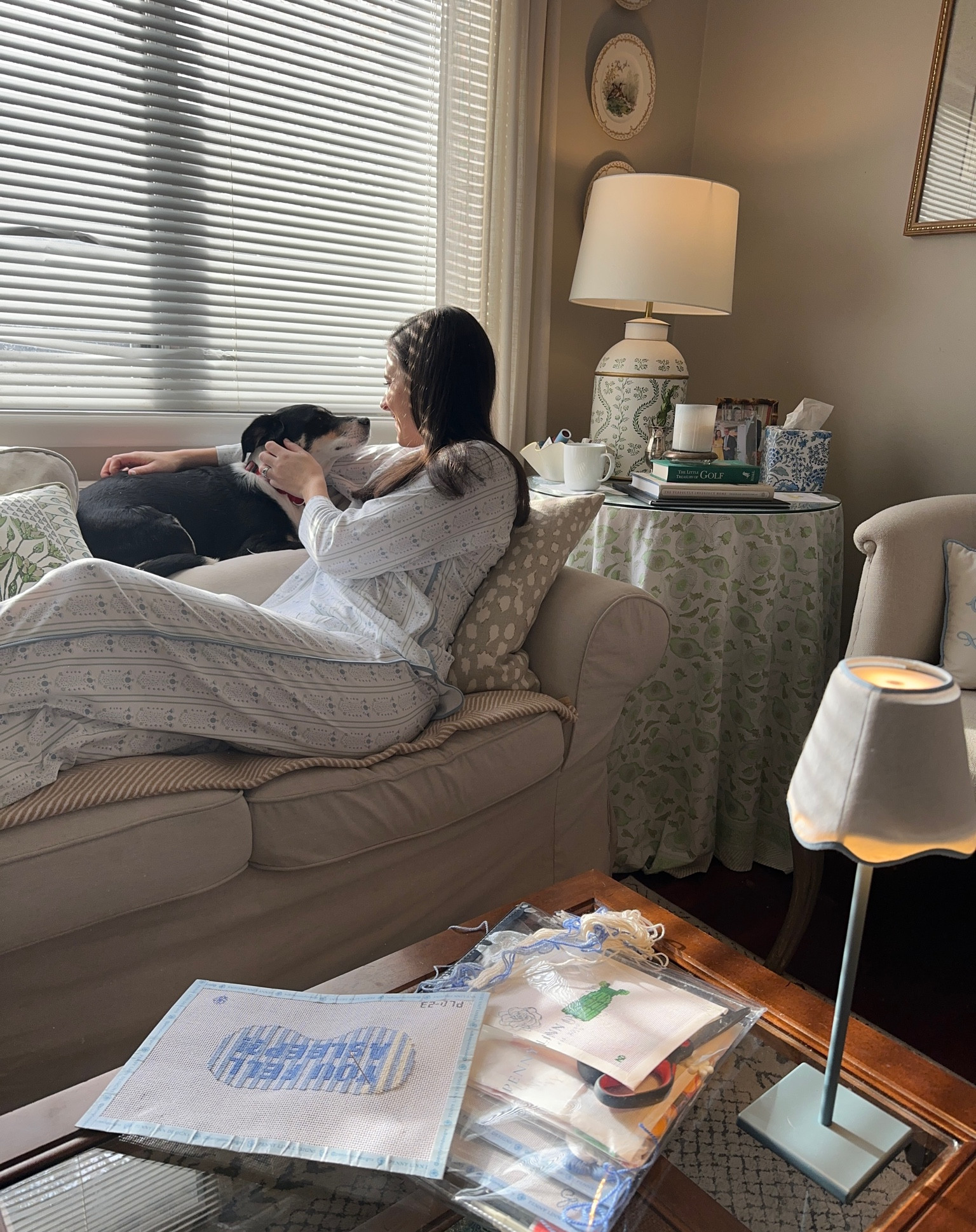 A rainy wintery weekend in Birmingham has called for days spent in pajamas and lots of stitching. I love that this new LAKE print matches our (work in progress) living room! I’ve linked what I can 💙 

#LTKSeasonal #LTKhome