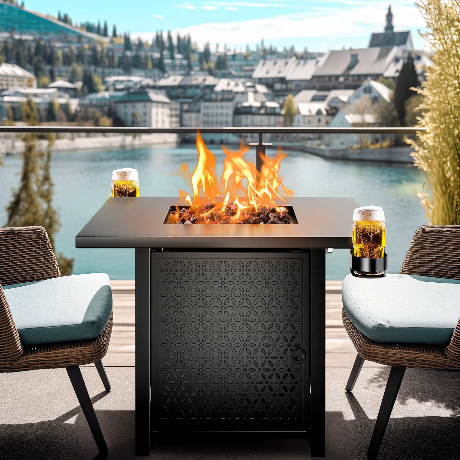 Fire Pits Table Outdoor fireplace Propane Gas Fire Pit, 50,000 BTU Steel Fire Table | Wayfair North America