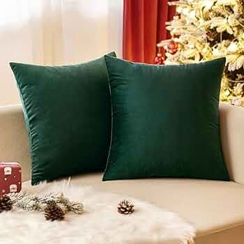EMEMA Christmas Pack of 2 Velvet Throw Pillow Covers Decorative Square Pillowcase Soft Solid Cush... | Amazon (US)