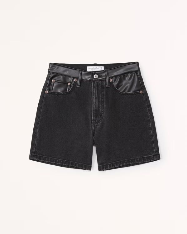 Mixed Fabric Curve Love High Rise Dad Short | Abercrombie & Fitch (US)