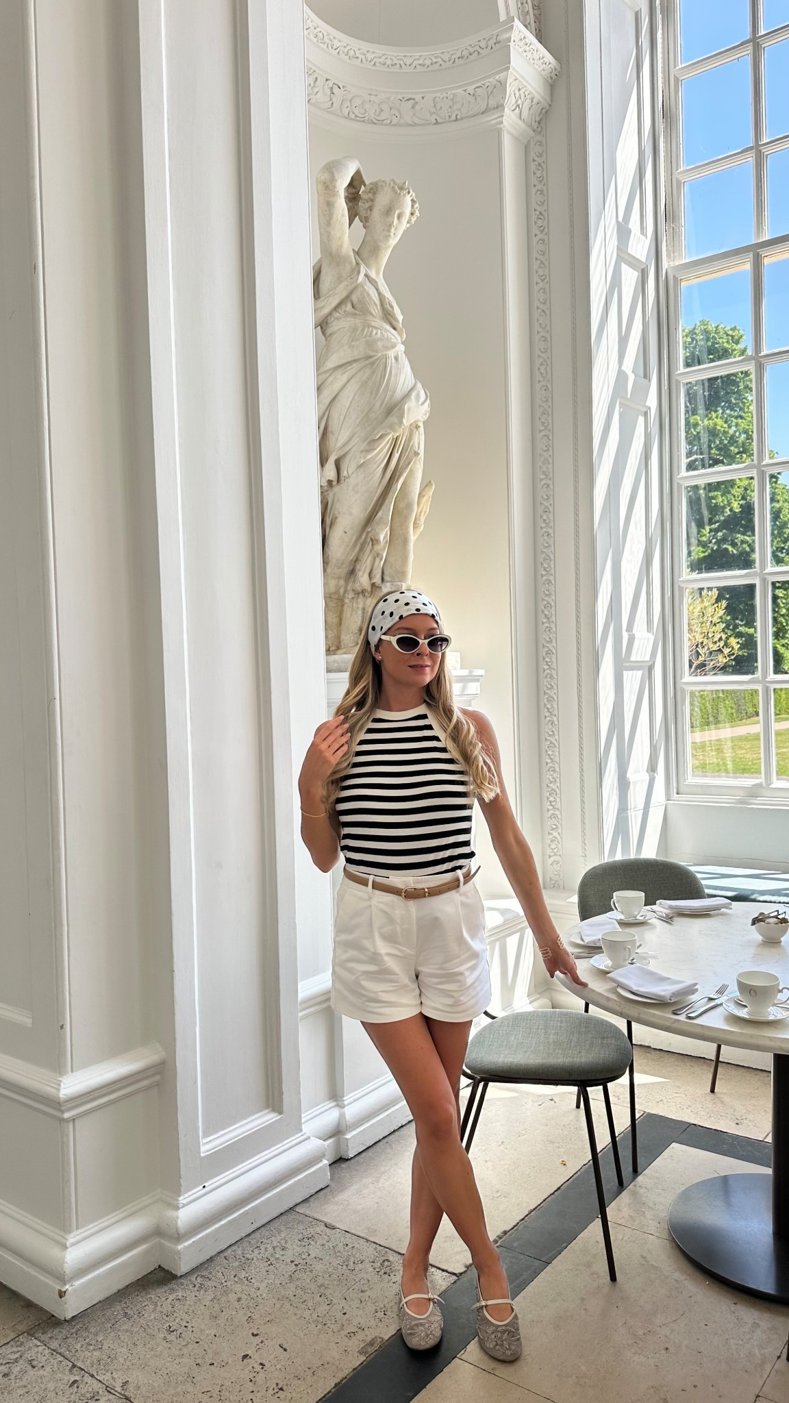 Casual chic style, trailored Bermuda shorts, polka dot head scarf, Chanel sunglasses 

#LTKeurope #LTKsummer #LTKuk