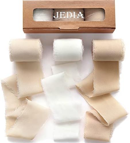 JEDIA Chiffon Ribbon, 3 Rolls Handmade Fringe Chiffon Silk Ribbons, 1.5" x 7Yd Chiffon Ribbon Set... | Amazon (US)