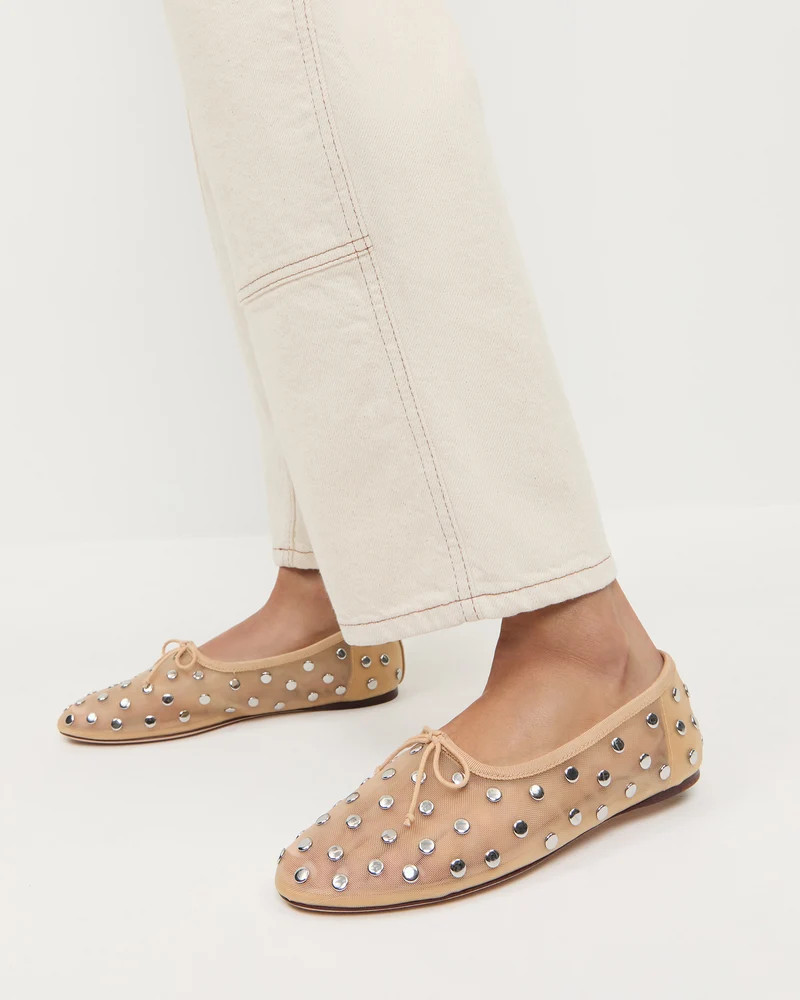 Landon Caramel/Silver Mesh Ballet Flat | Loeffler Randall